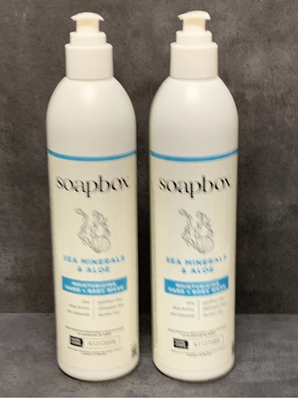2 SoapBox Moisturizing Hand +  Body Wash Sea Minerals & Aloe 2x 12oz Bottles